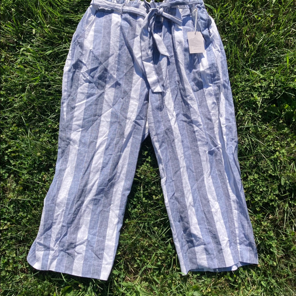 Lauren Conrad Striped Wide Leg Capris with Tie